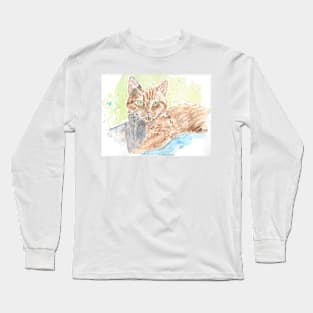 Ginger tabby cat portrait Long Sleeve T-Shirt